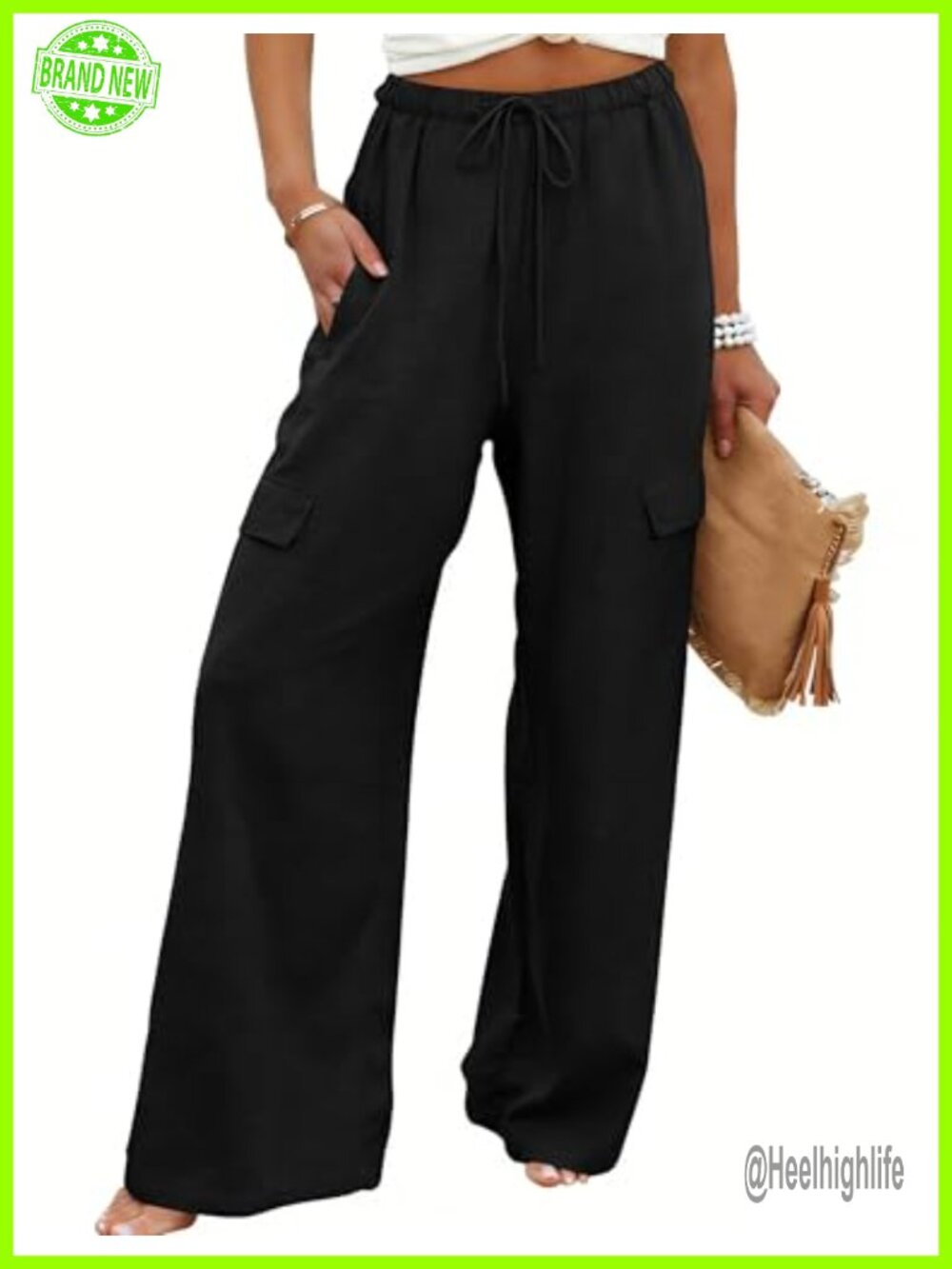 Baggy Cotton Linen Wide Leg Pants Drawstring Lounge Pant with Pockets